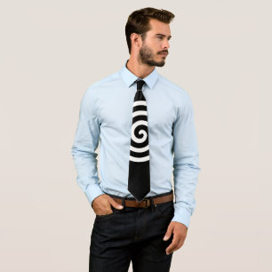 Cravate Cercle spiral blanc sur noir