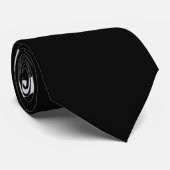 Cravate Cercle spiral blanc sur noir (Roulé)