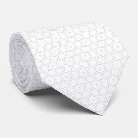 Cravate cercles à motifs gris pâle sur mariage blanc (Roulé)