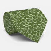 Cravate Cercles Abstraits Retro Mod - sauge sur olive (Roulé)