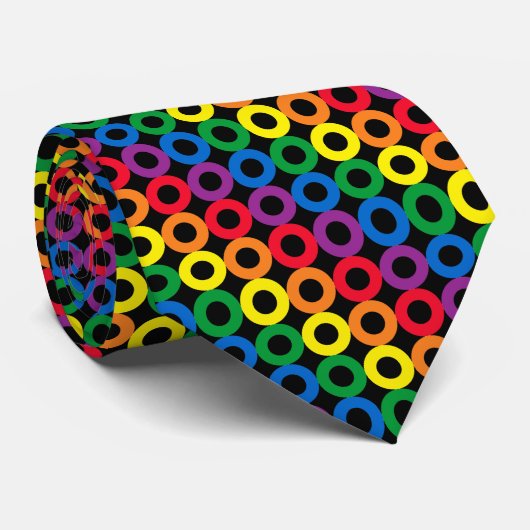 Cravate Cercles arc-en-ciel Noir (Roulé)