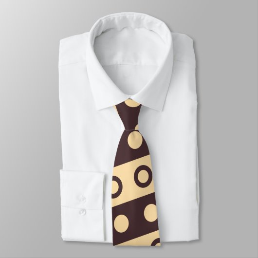 Cravate Cercles Chocolat beige Motif minimal (Attaché)