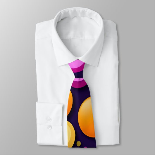 Cravate Cercles de sourire plat Motif orange bleu rétro (Attaché)