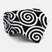 Cravate Cercles de spirale abstraits en noir et blanc (Roulé)