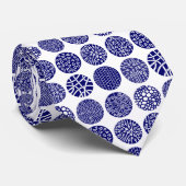 Cravate Cercles décoratifs - Marine profonde et Blanc (Roulé)