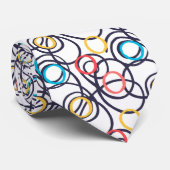 Cravate Cercles Funky Doodle sur fond blanc (Roulé)