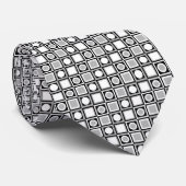 Cravate Cercles gris noir blanc unique Motif Carré (Roulé)