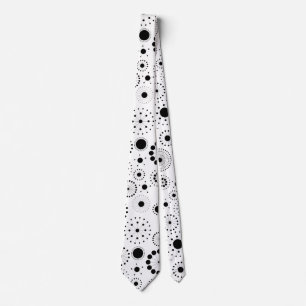 Cravate Cercles noirs & Étoiles Motif sur blanc