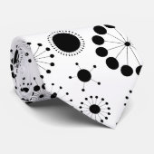 Cravate Cercles noirs & Étoiles Motif sur blanc (Roulé)