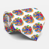 Cravate Cercles orange (Roulé)