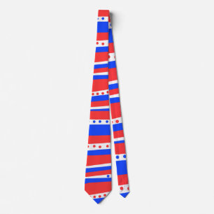 Cravate Cercles Rayures Bleu Blanc Rouge