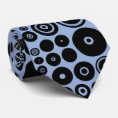 Cravate Cercles Rétro Gris, Noir (Roulé)
