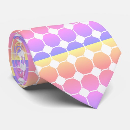 Cravate Cercles rose violet jaune dans un Motif géométriqu (Roulé)