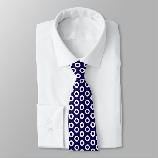 Cravate Cercles simples bleu foncé et blanc Hommes Motifs (Attaché)