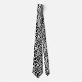 Cravate Cercles spiraux Abstraits en noir et blanc (Devant)