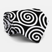 Cravate Cercles spiraux Abstraits en noir et blanc (Roulé)