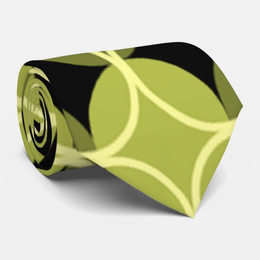 Cravate Cercles sur cercles - Vert et Noir (Roulé)