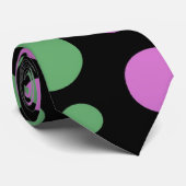 Cravate cercles verts et roses (Roulé)