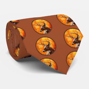 Cravate Cerf blanc en automne Brown rouge