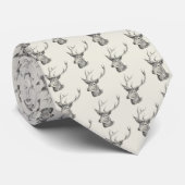 Cravate Cerf Buck Head avec Antlers Black and White Art (Roulé)