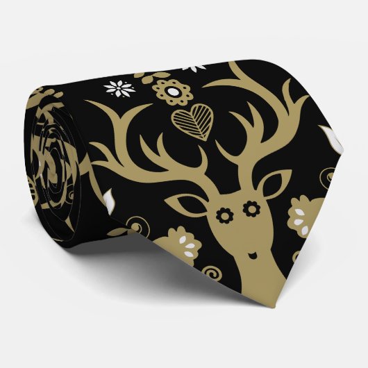 Cravate Cerf d'art populaire scandinave (Roulé)