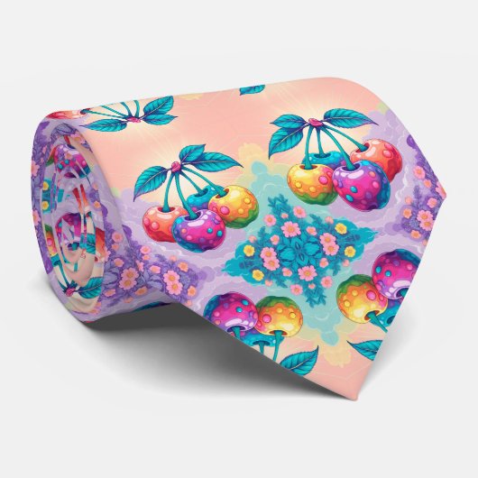 Cravate Cerise colorée pour la Fête des pères (Roulé)