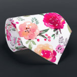 Cravate Cerise Rose Aquarelle Mariage Floral<br><div class="desc">La cravate pour hommes présente un design floral aquarelle dans les tons rose pâle,  rose cerise,  rose fuchsia à rose marsala sur un arrière - plan blanc. PLUS D'OBJETS dans notre magasin.</div>