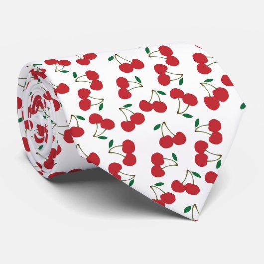 Cravate cerise rouge fond blanc (Roulé)