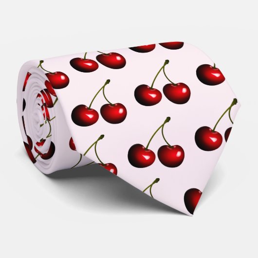 Cravate Cerises rouges douces - (Roulé)