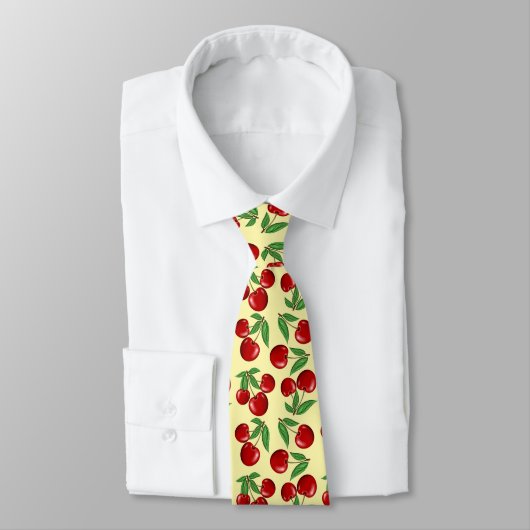 Cravate Cerises rouges partout sur Motif personnalisé (Attaché)
