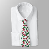 Cravate Cerises rouges sur blanc (Attaché)