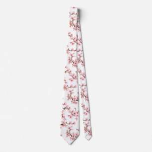 Cravate Cerisier Japonais Fleurs Rose Bleu garçons d'honne