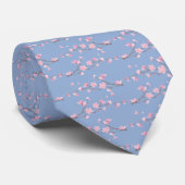 Cravate Cerisiers en fleurs - Bleu de sérénité (Roulé)