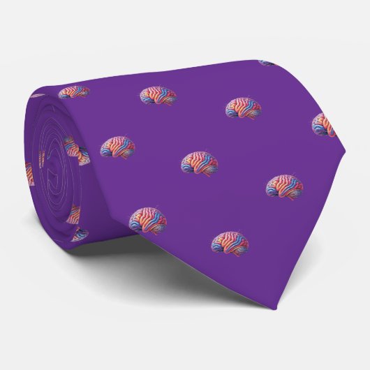 Cravate Cerveau humain coloré violet (Roulé)