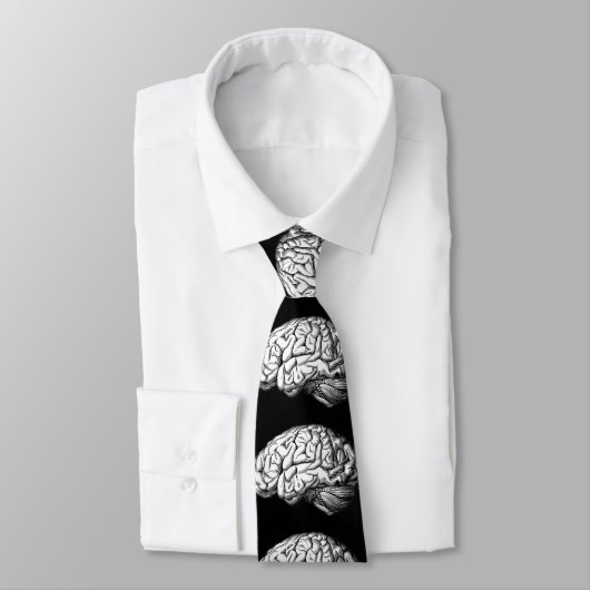 Cravate Cerveaux Macabre Finition Silky Noir & Blanc crava (Attaché)