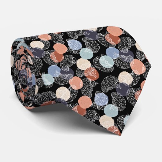 Cravate Cerveaux vintages en noir (Roulé)