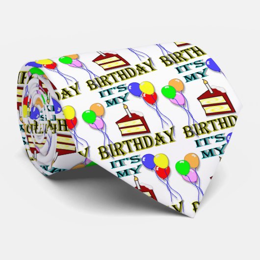 Cravate C'est mon anniversaire avec le gâteau (Roulé)