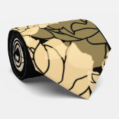 Cravate Cet imprimé or, bronze et beige anniversaire rose (Roulé)