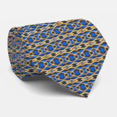 Cravate Chaînes Royal Blue et Gold interconnectées (Roulé)