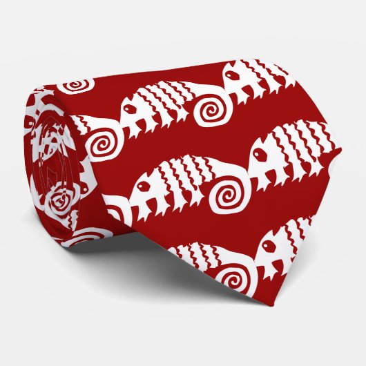 Cravate Chameleon, dessin africain (Roulé)