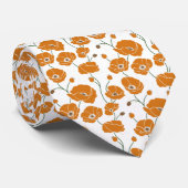 Cravate Champ de pavots orange (Roulé)