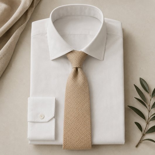 Cravate Champagne Blé Tissage Serpentin