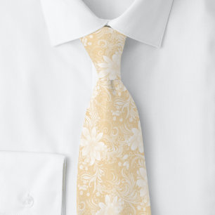 Cravate Champagne Floral Batik