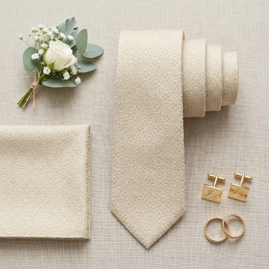 Cravate Champagne Ivoire Micro-Jacquard
