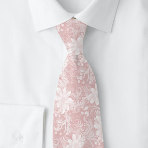 Cravate Champagne Rose Floral Batik