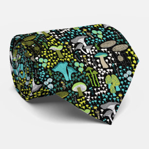 Cravate Champignon rétro turquoise
