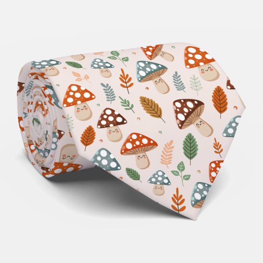 Cravate Champignons, Feuillage d'automne, Nature Patten (Roulé)
