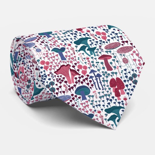 Cravate Champignons Magenta Retro (Roulé)