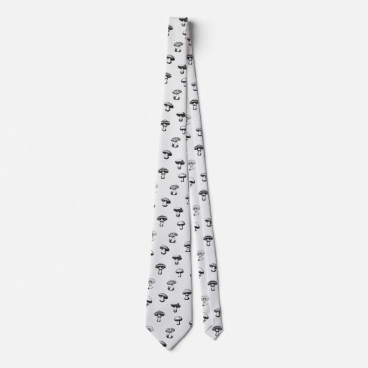 Cravate Champignons noirs et blancs (Devant)