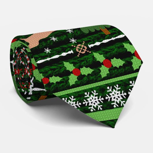 Cravate Chandail de Noël moche drôle (Roulé)